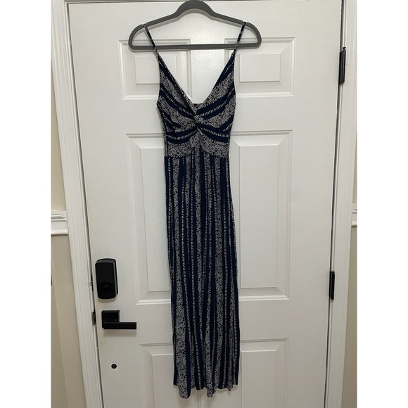 Angie Dresses & Skirts - Angie Women's Printed Twist Front Keyhole Maxi Dress Navy Blue/White Size L Boho